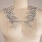 1 Pair of Metallic Gray Lace with Silver Pearls Applique Pair 8.5 x 3.5 Inch for Bridal and Costume Embellishment